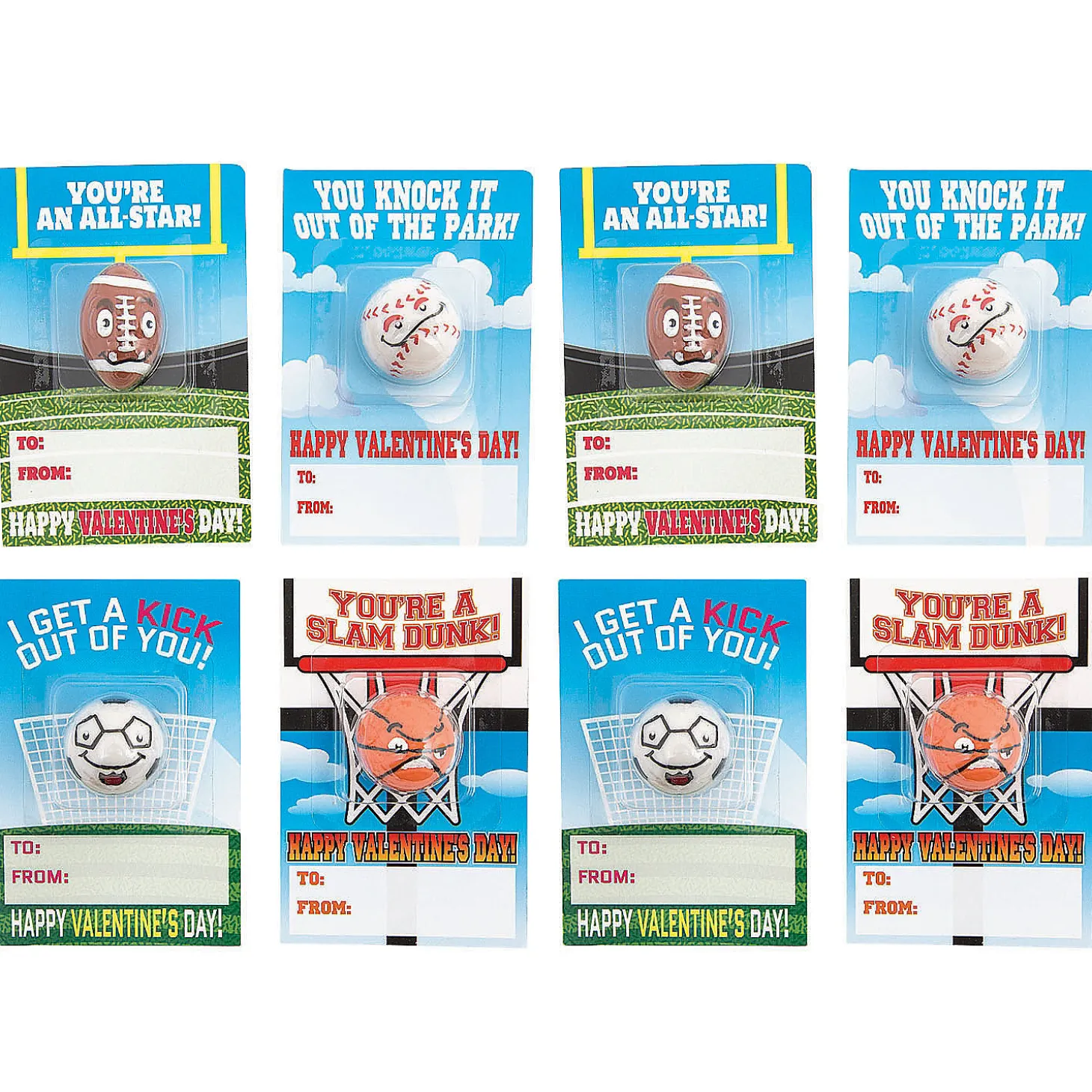 Bulk Sport Character Valentine Exchanges With Card For 48