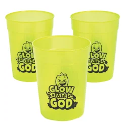 Christian Pumpkin Glow-In-The-Dark Reusable Bpa-Free Plastic Cups - 12 Ct.