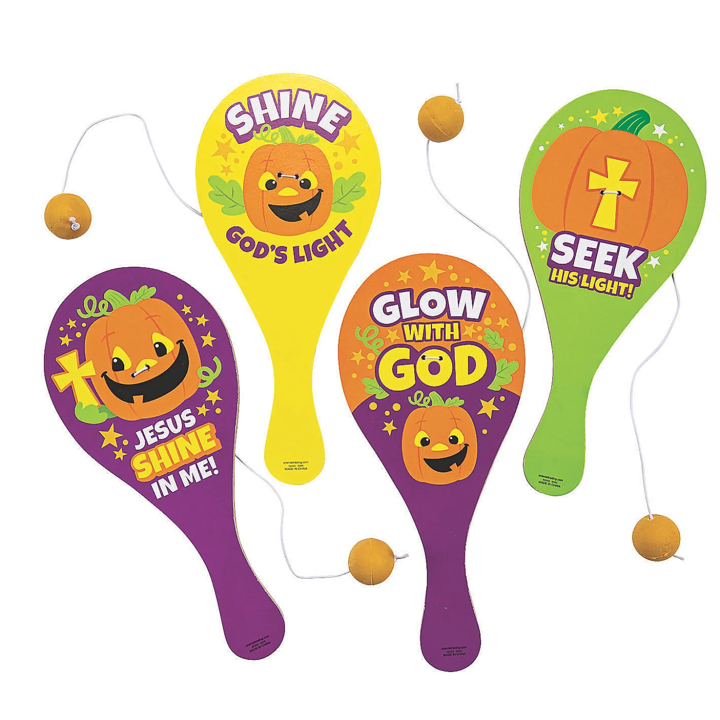 Christian Pumpkin Paddleball Games - 12 Pc.