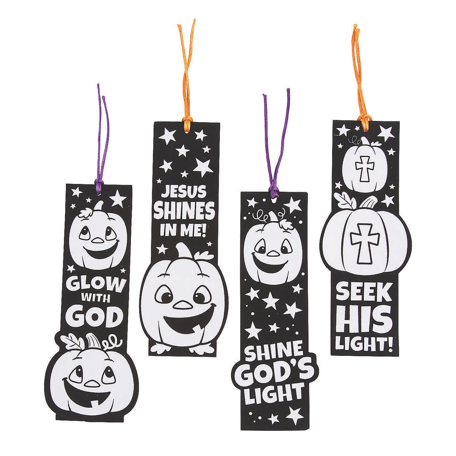 Color Your Own Christian Pumpkin Fuzzy Bookmarks - 12 Pc.