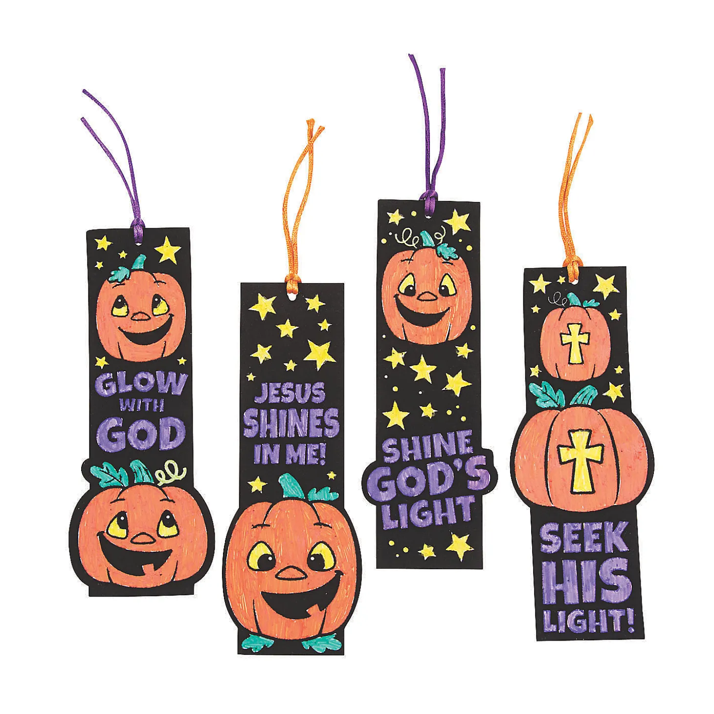 Color Your Own Christian Pumpkin Fuzzy Bookmarks - 12 Pc.