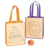 Color Your Own Medium Christian Pumpkin Halloween Nonwoven Tote Bags - 12 Pc.