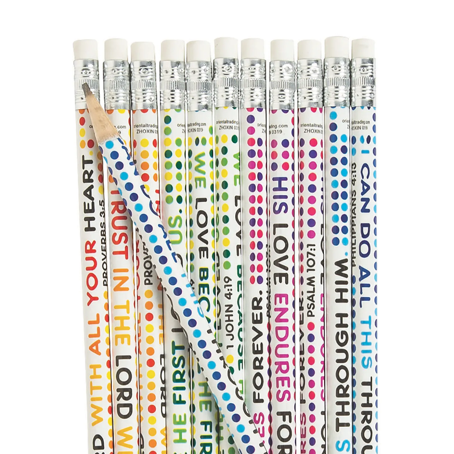 Colorful Bible Verse Pencils - 24 Pc.