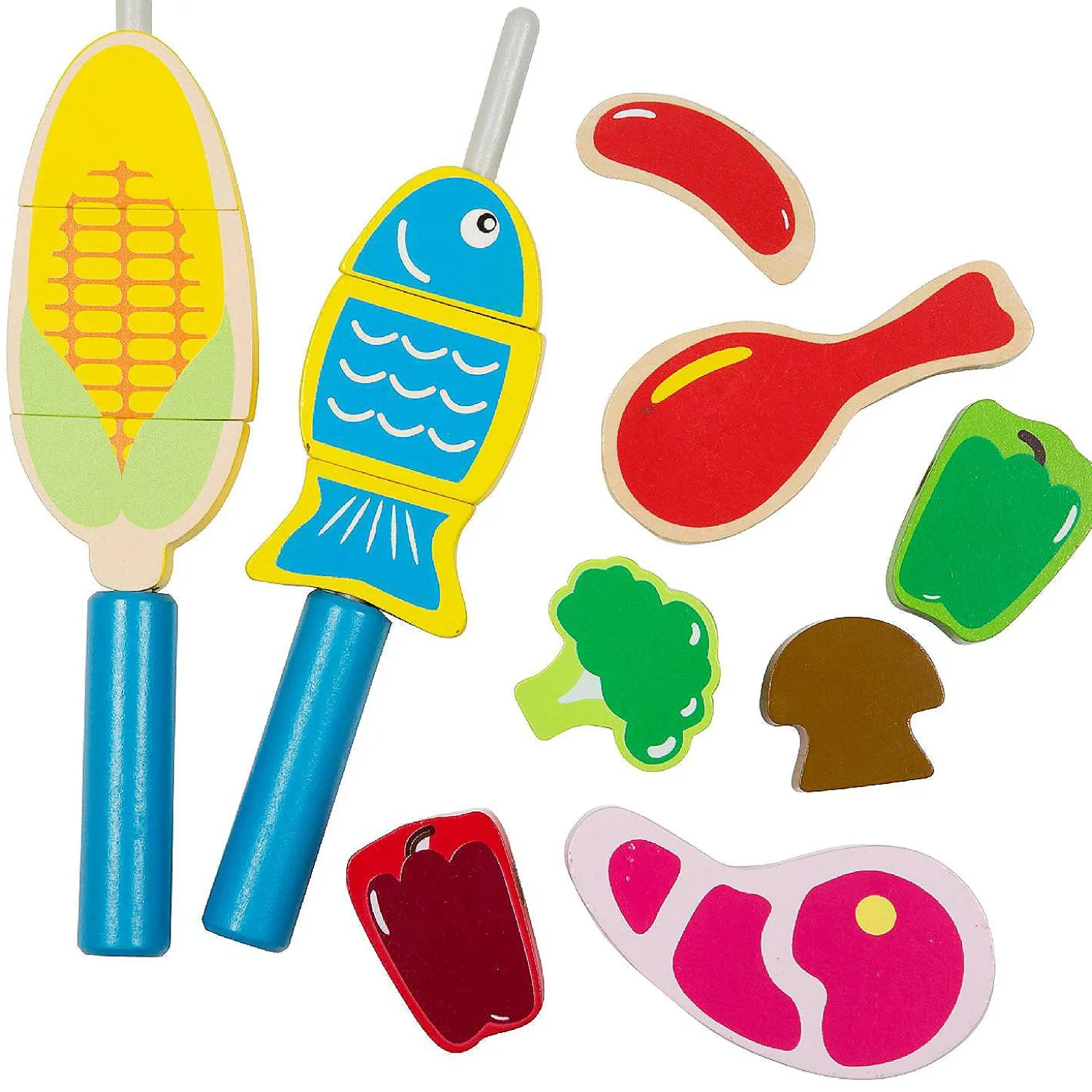 Cook 'N Grill Wood Toy Bbq Set - Includes Pretend Play Wooden Barbeque Food & Grilling Tools For Kids, Boys & Girls, More Than 30 Pieces, Fun Indoor Activity Se