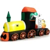 Costway 8Ft Long Halloween Inflatable Skeleton Ride On Train Led Lighted Halloween Decor