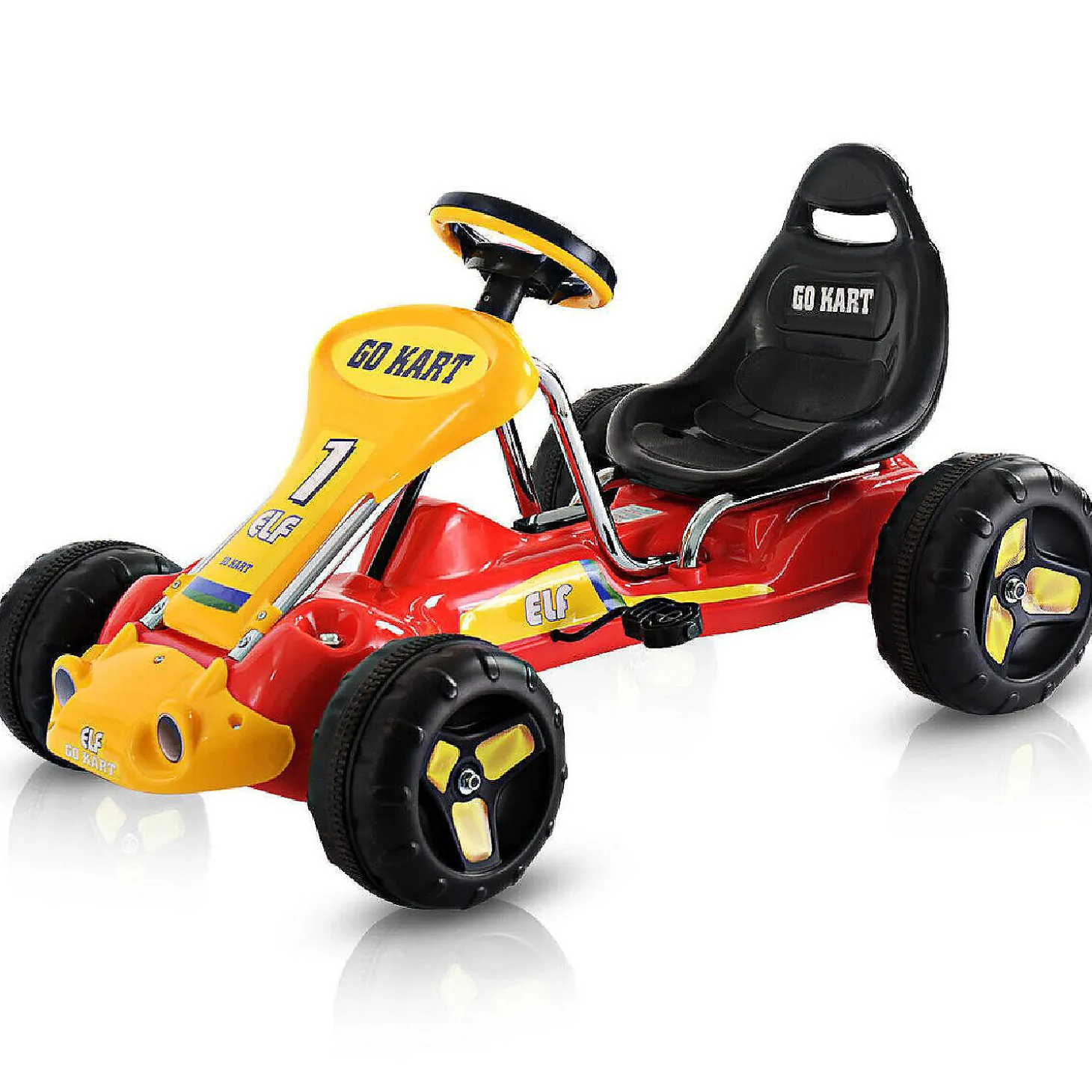 Costway Go Kart Kids Ride On Car Pedal Powered Car 4 Wheel Racer Toy Stealth Outdoor Red