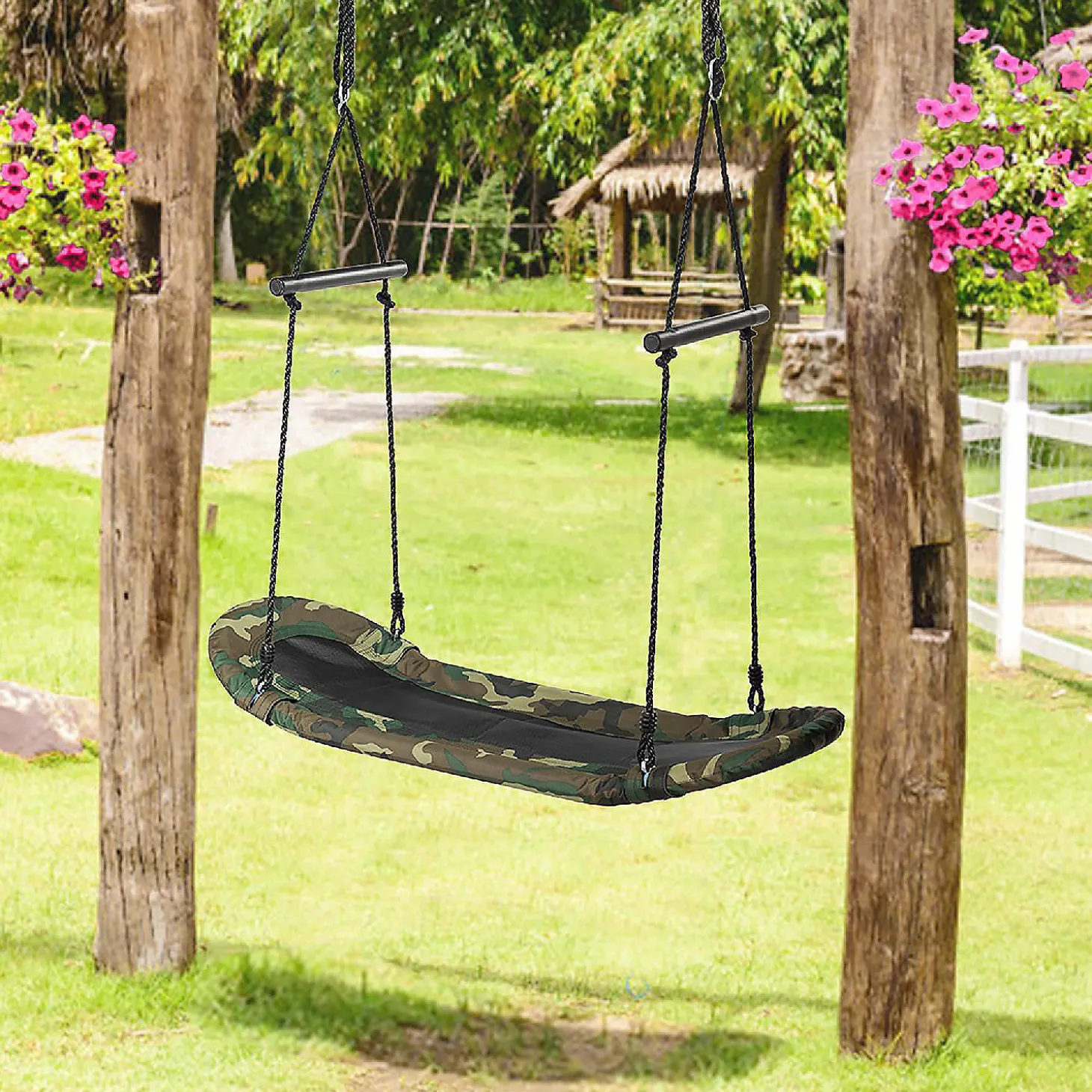 Costway Saucer Tree Swing Surf Kids Outdoor Adjustable Swing Set W/ Handle
