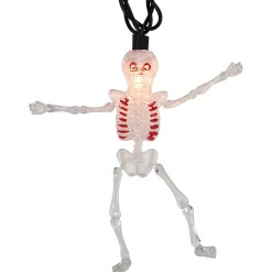 10Ct Skeleton Halloween Lights - 7.5Ft Black Wire