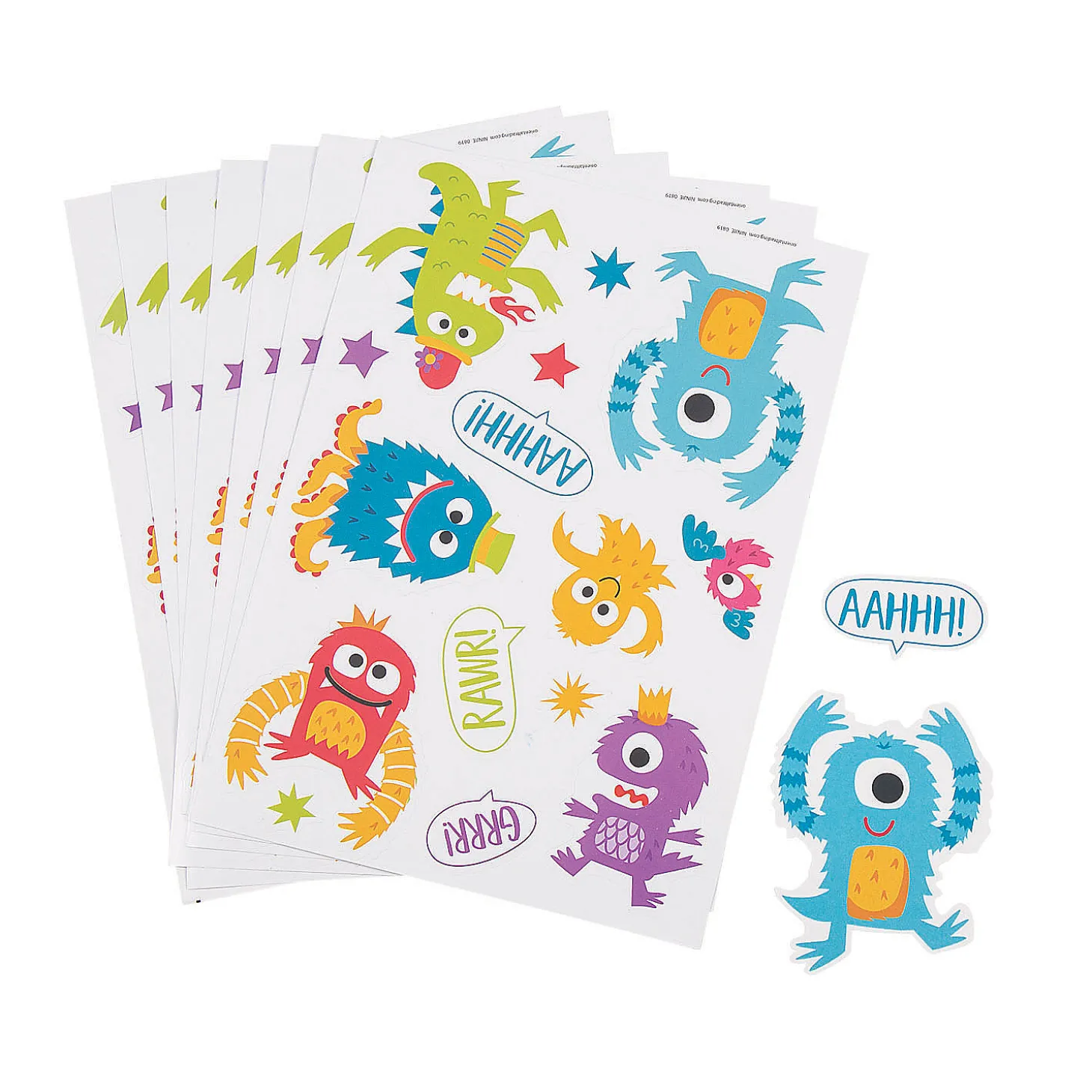 Cute Monster Sticker Sheets - 24 Pc.