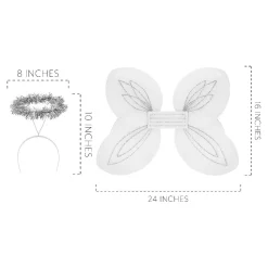Darware Christmas Angel Wings And Halos Sets (6-Pack); Angel Dress Up Costumes For Pageants, Plays And Parties, White And Silver