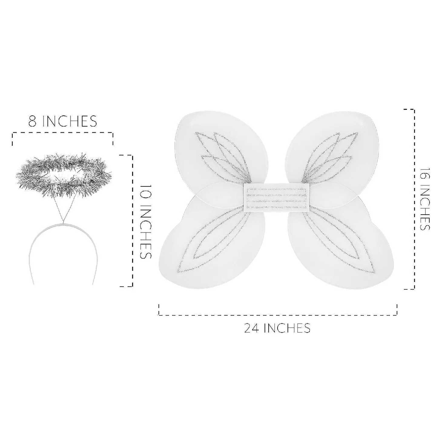 Darware Christmas Angel Wings And Halos Sets (6-Pack); Angel Dress Up Costumes For Pageants, Plays And Parties, White And Silver