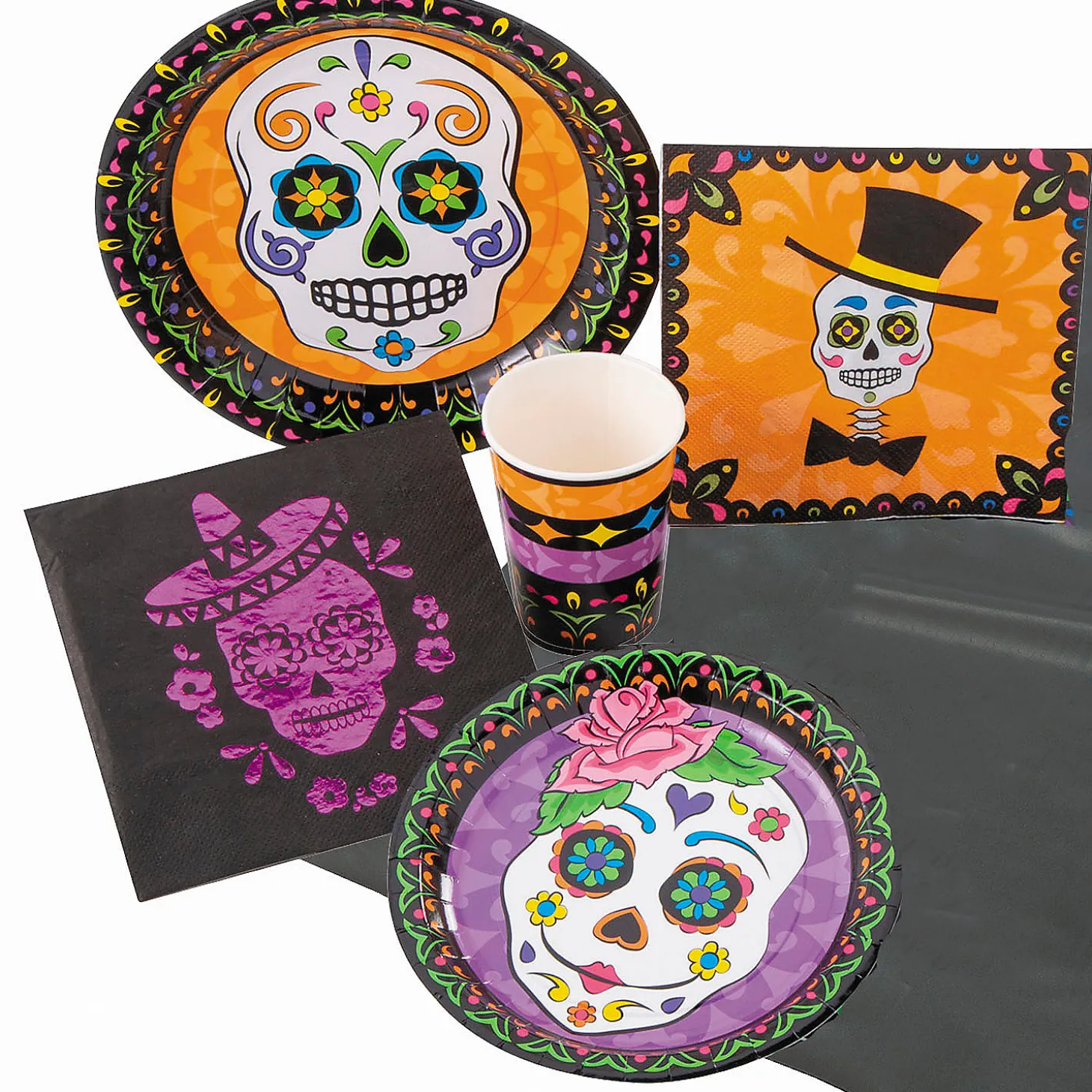 Day Of The Dead Tableware Kit For 8 Guests