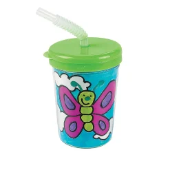 Diy Bpa-Free Plastic Cups With Lids & Straws - 12 Ct.