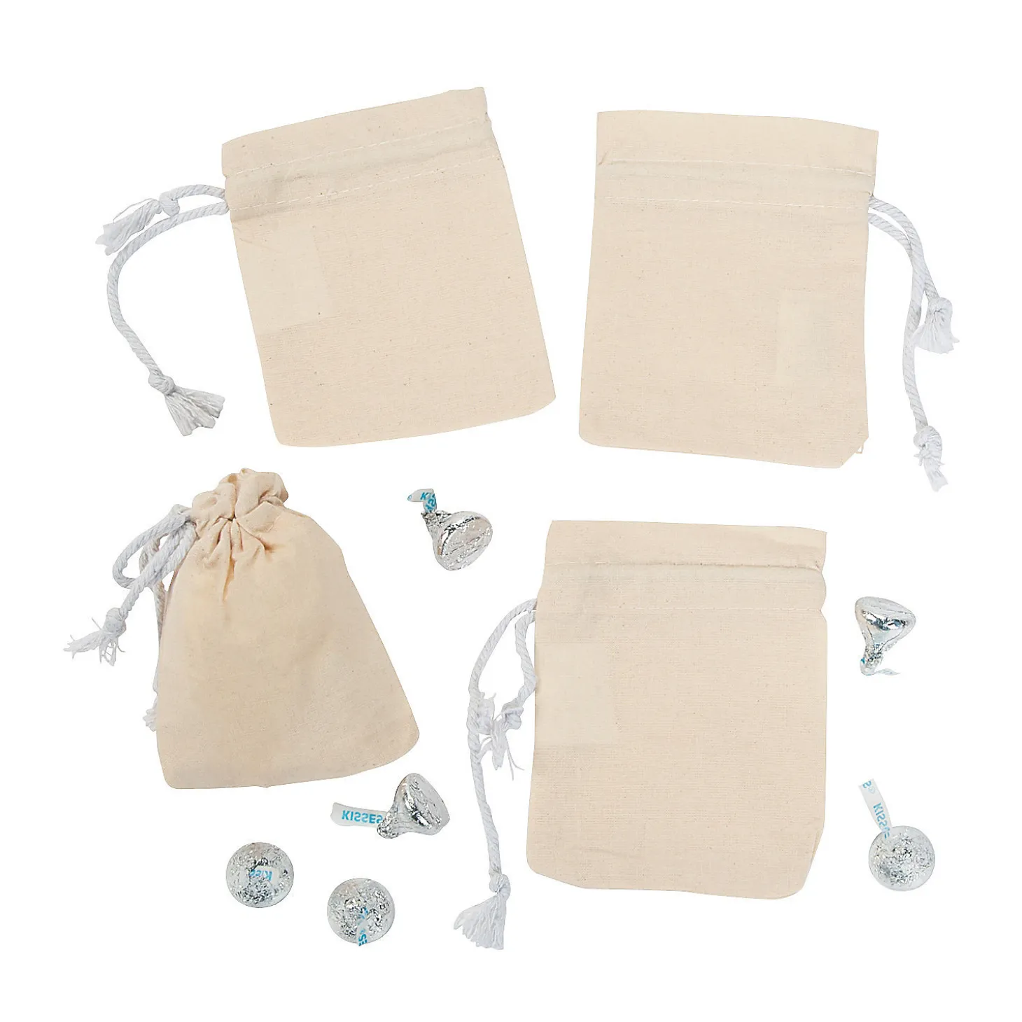 Diy Mini Canvas Drawstring Bags - 48 Pc.