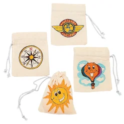 Diy Mini Canvas Drawstring Bags - 12 Pc.
