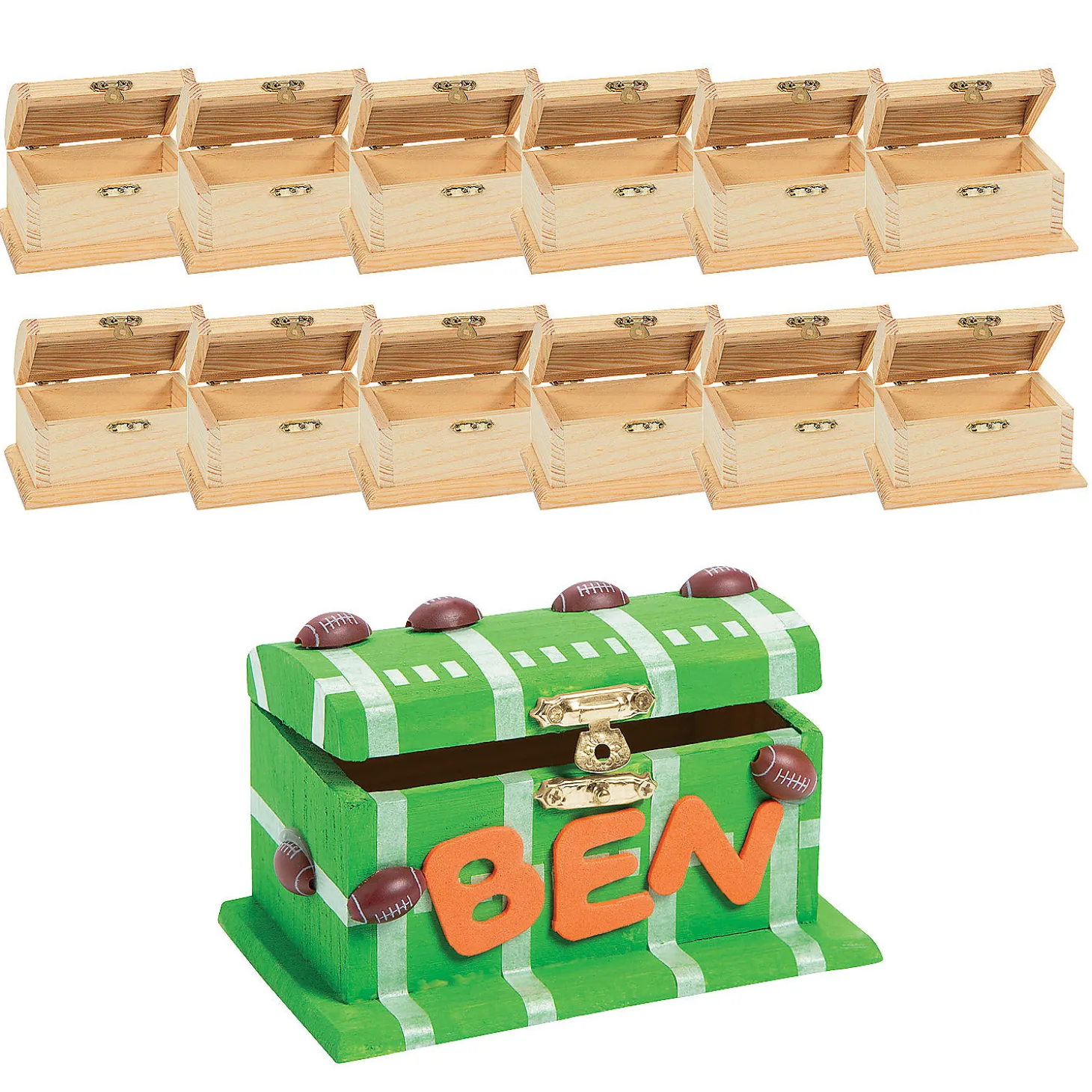 Diy Unfinished Wood Treasure Boxes - 12 Pc.