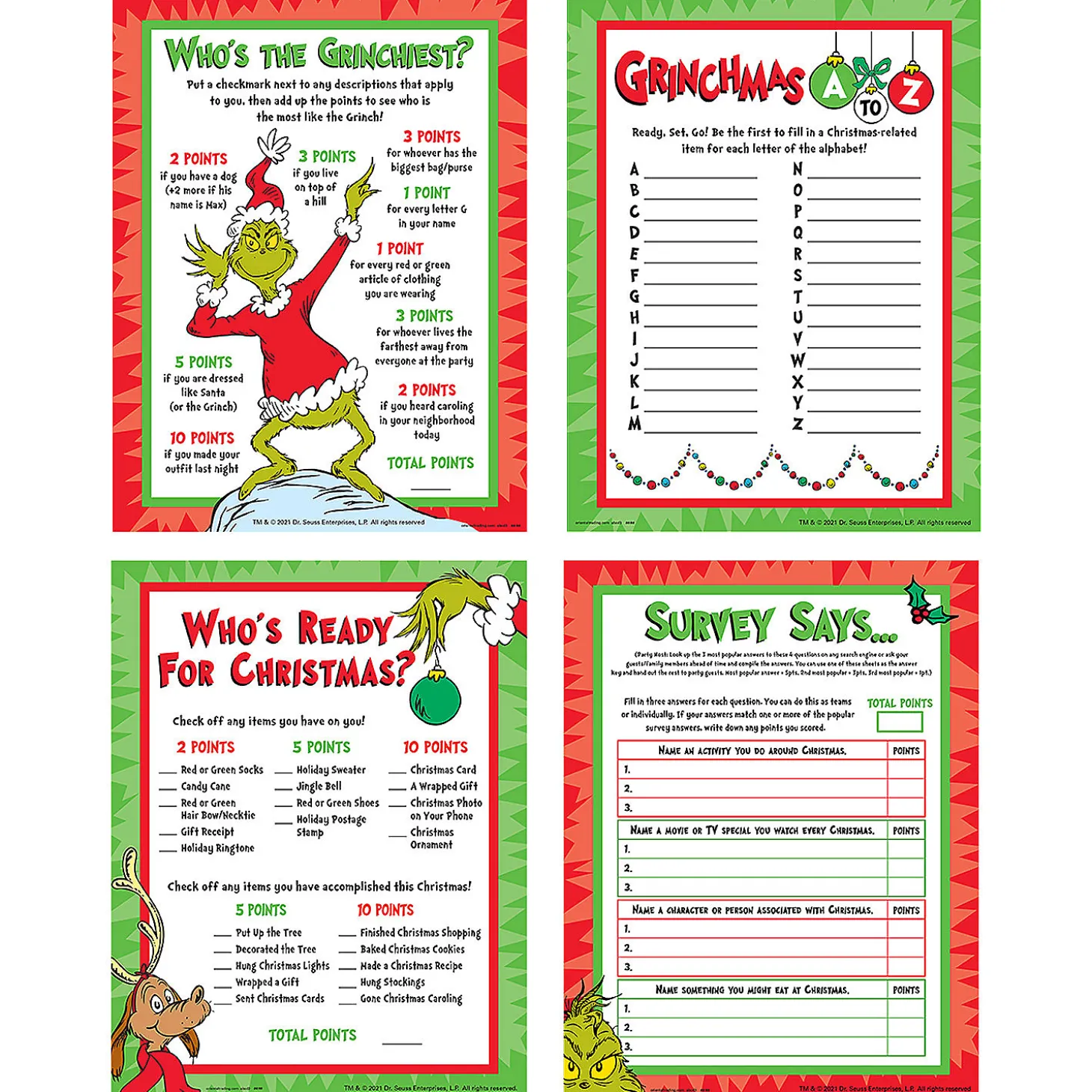 Dr. Seuss™ The Grinch™ Family Game Kit For 24