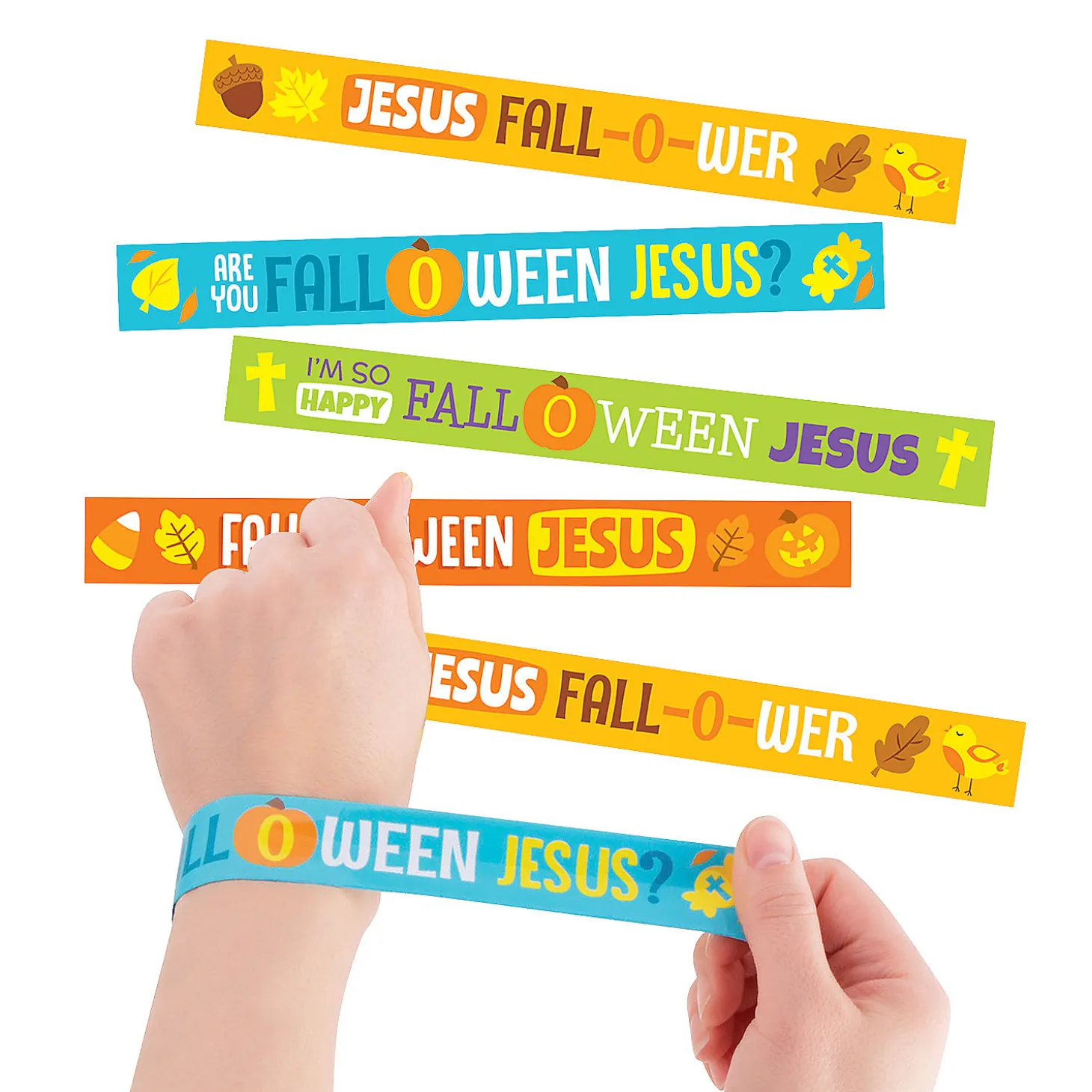 Fall-O-Ween Jesus Slap Bracelets - 12 Pc.