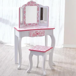 Fantasy Fields - Fashion Giraffe Prints Gisele Play Vanity Set - Pink / White