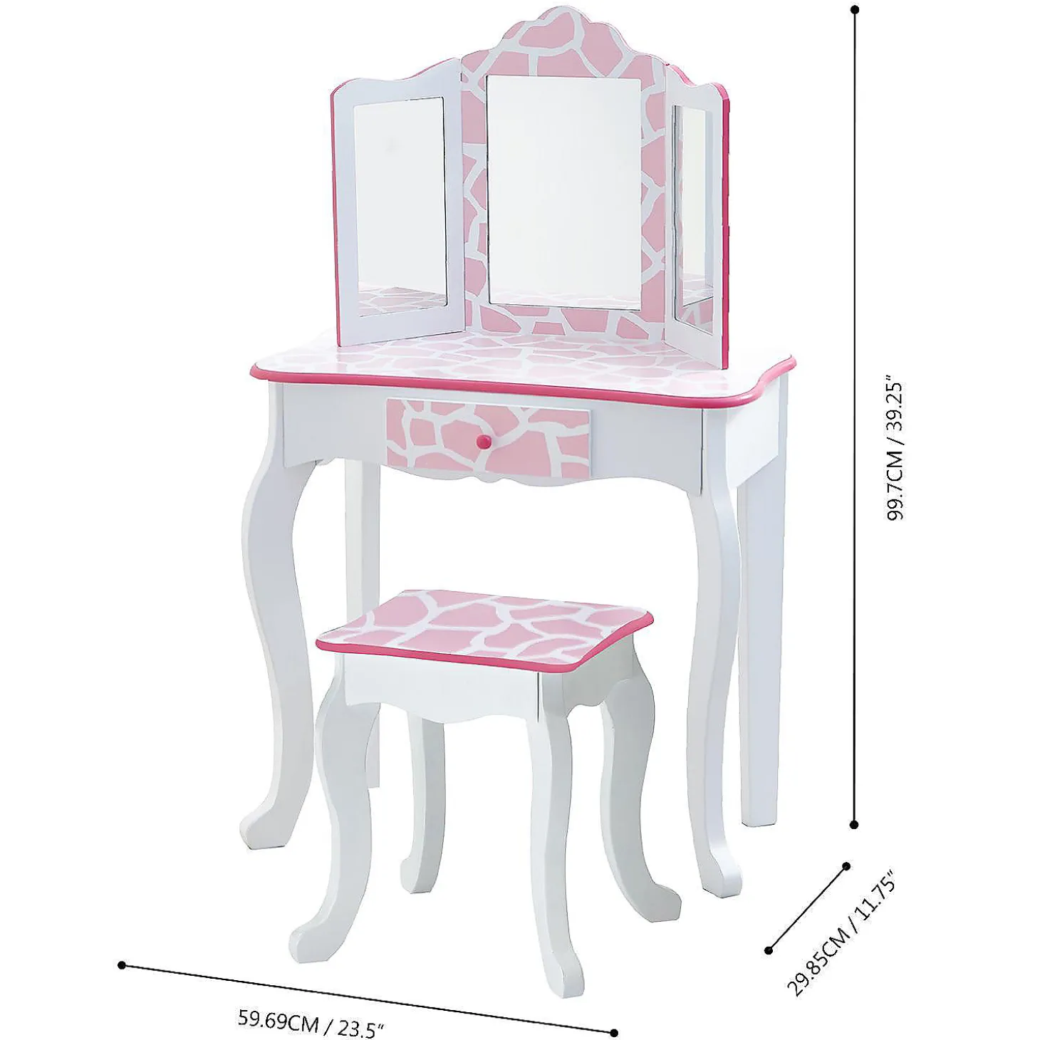Fantasy Fields - Fashion Giraffe Prints Gisele Play Vanity Set - Pink / White