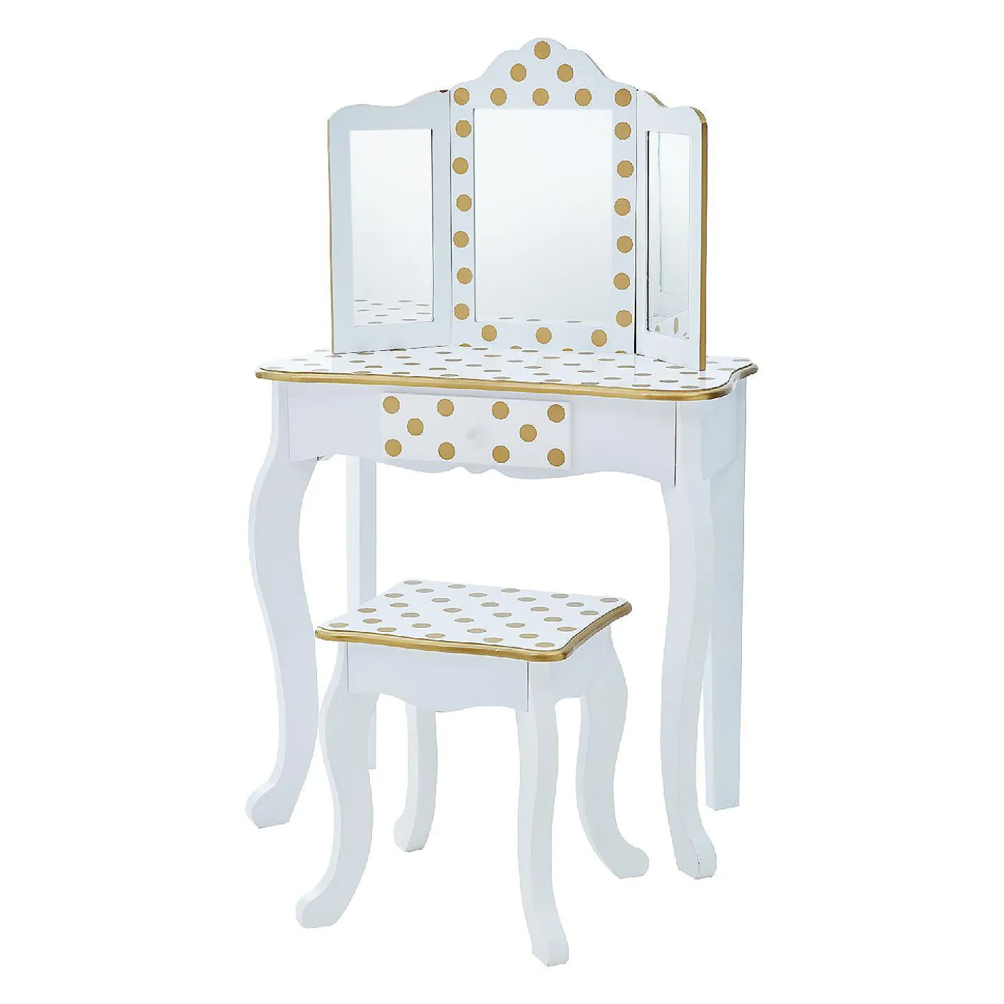 Fantasy Fields - Fashion Polka Dot Prints Gisele Play Vanity Set - White / Gold