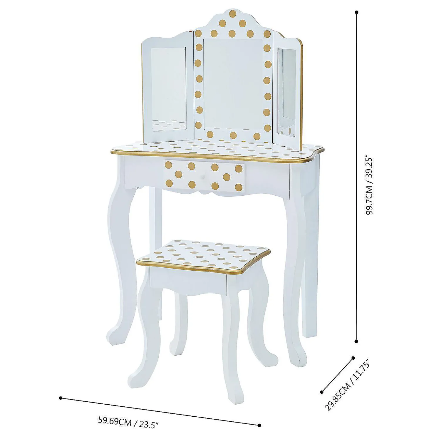 Fantasy Fields - Fashion Polka Dot Prints Gisele Play Vanity Set - White / Gold