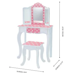 Fantasy Fields - Fashion Polka Dot Prints Gisele Play Vanity Set - Pink / White