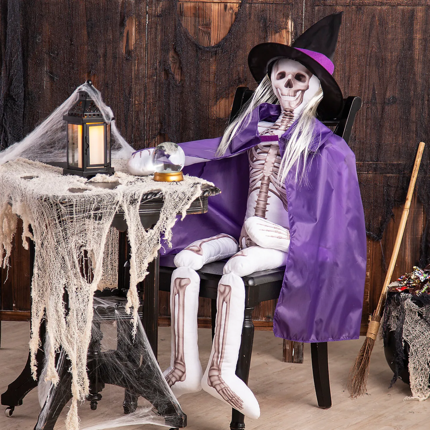 5-Ft. Skeleton Plush Witch Outfit Kit - 3 Pc.