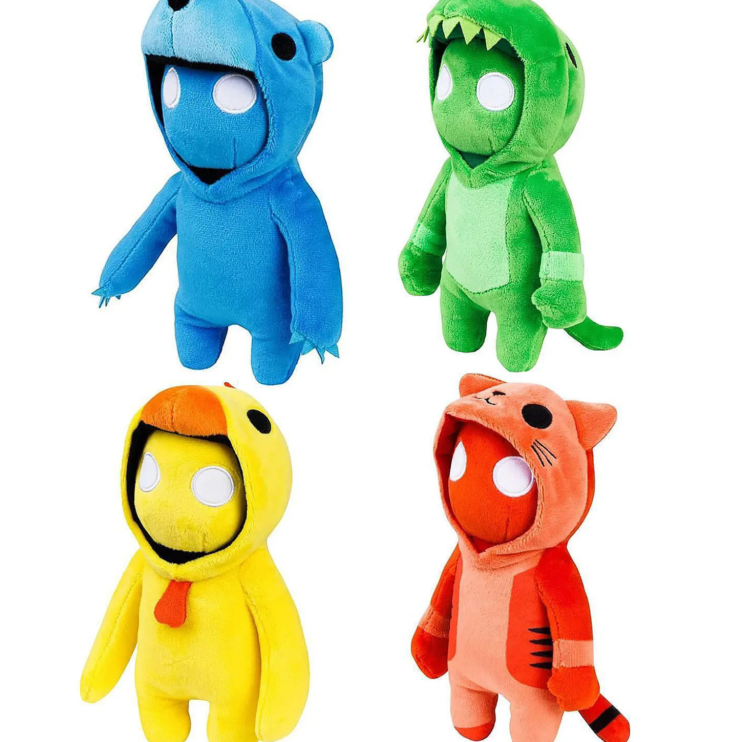Gang Beasts 8" Plush 4Pk Red Cat Yellow Chicken Green Dragon Blue Bear Bundle Set Pmi International