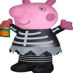 Gemmy Airblown Inflatable Peppa Pig In Skeleton Costume 4.5 Ft Tall Pink