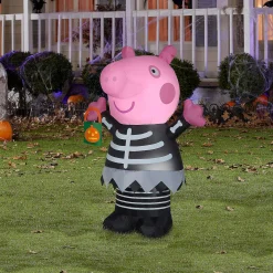 Gemmy Airblown Inflatable Peppa Pig In Skeleton Costume 4.5 Ft Tall Pink