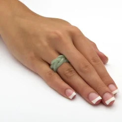 Genuine Green Jade Braided Eternity Ring