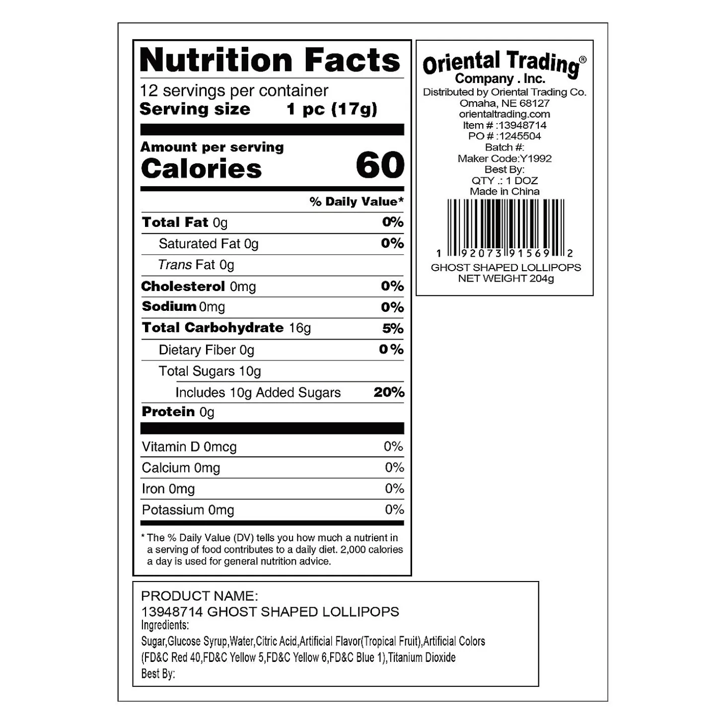 Ghost Lollipops - 12 Pc.