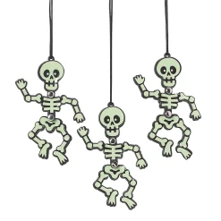 Glow-In-The-Dark Dancing Skeleton Necklaces - 12 Pc.