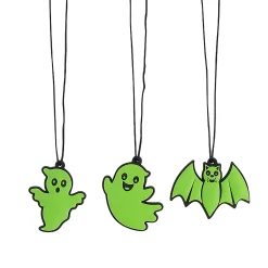Glow-In-The-Dark Halloween Characters Necklaces - 12 Pc.