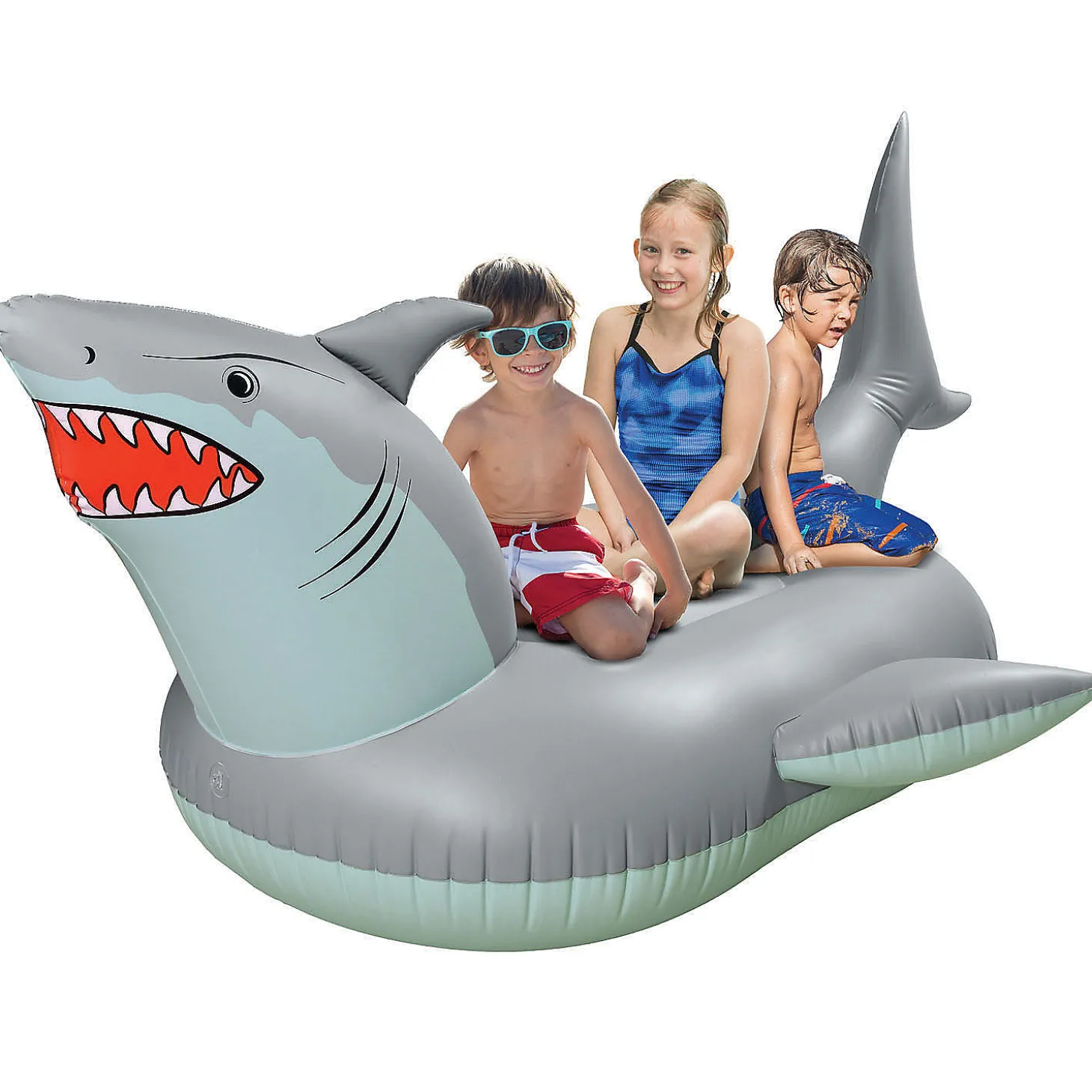 Gofloats Giant Inflatable Shark Pool Float With Shark Drink Float