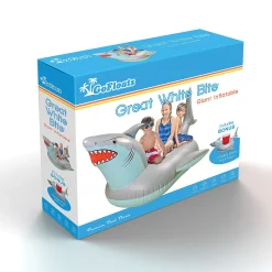 Gofloats Giant Inflatable Shark Pool Float With Shark Drink Float