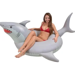 Gofloats 'Great White Bite' Shark Party Tube Inflatable Raft - Fun Pool Float For Adults And Kids