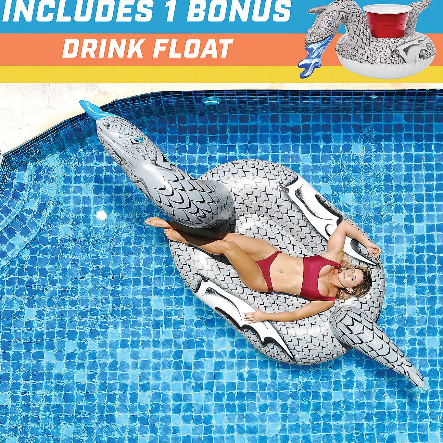 Gofloats Ice Dragon Giant Inflatable Ice Dragon Pool Float