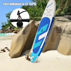 Goplus 10Ft Inflatable Stand Up Paddle Board 6'' Thick W/ Backpack Leash Aluminum Paddle