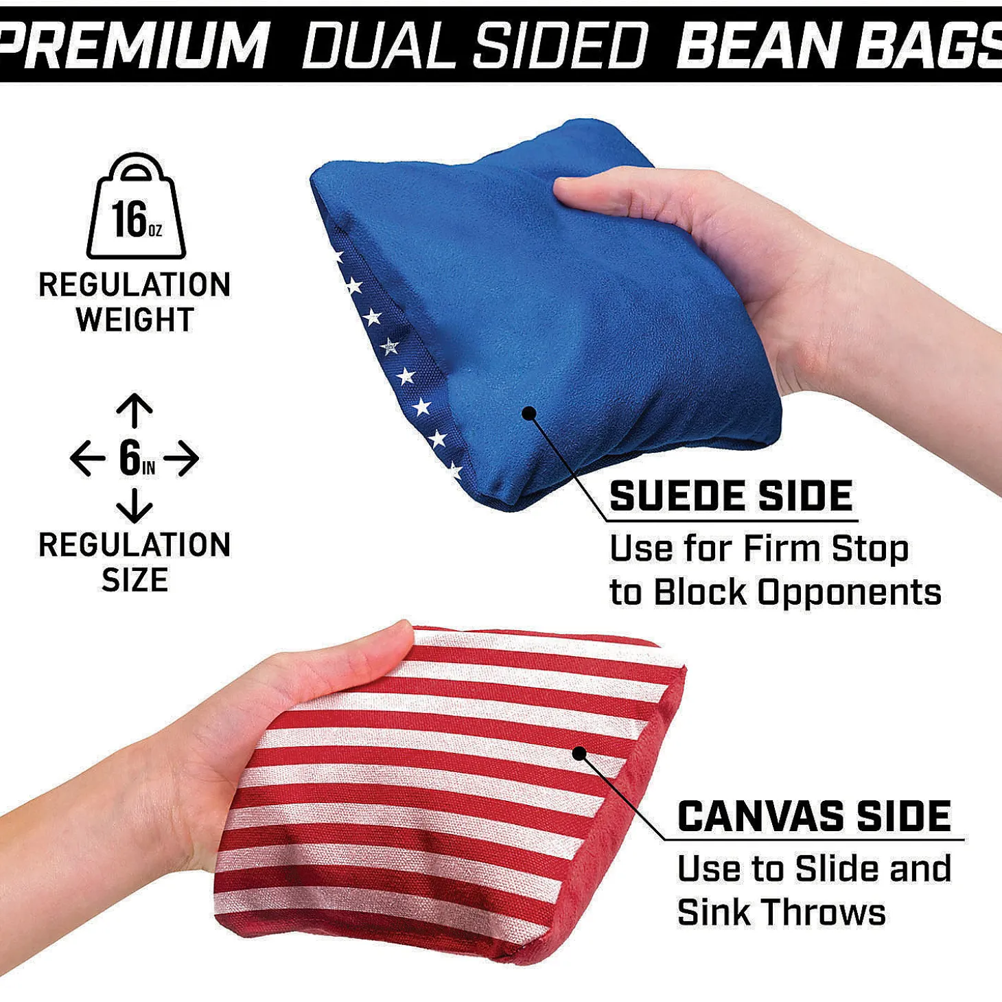 Gosports Dual Sided Cornhole Bean Bags | Slide & Stop Regulation Tournament Bean Bags Set Of 8