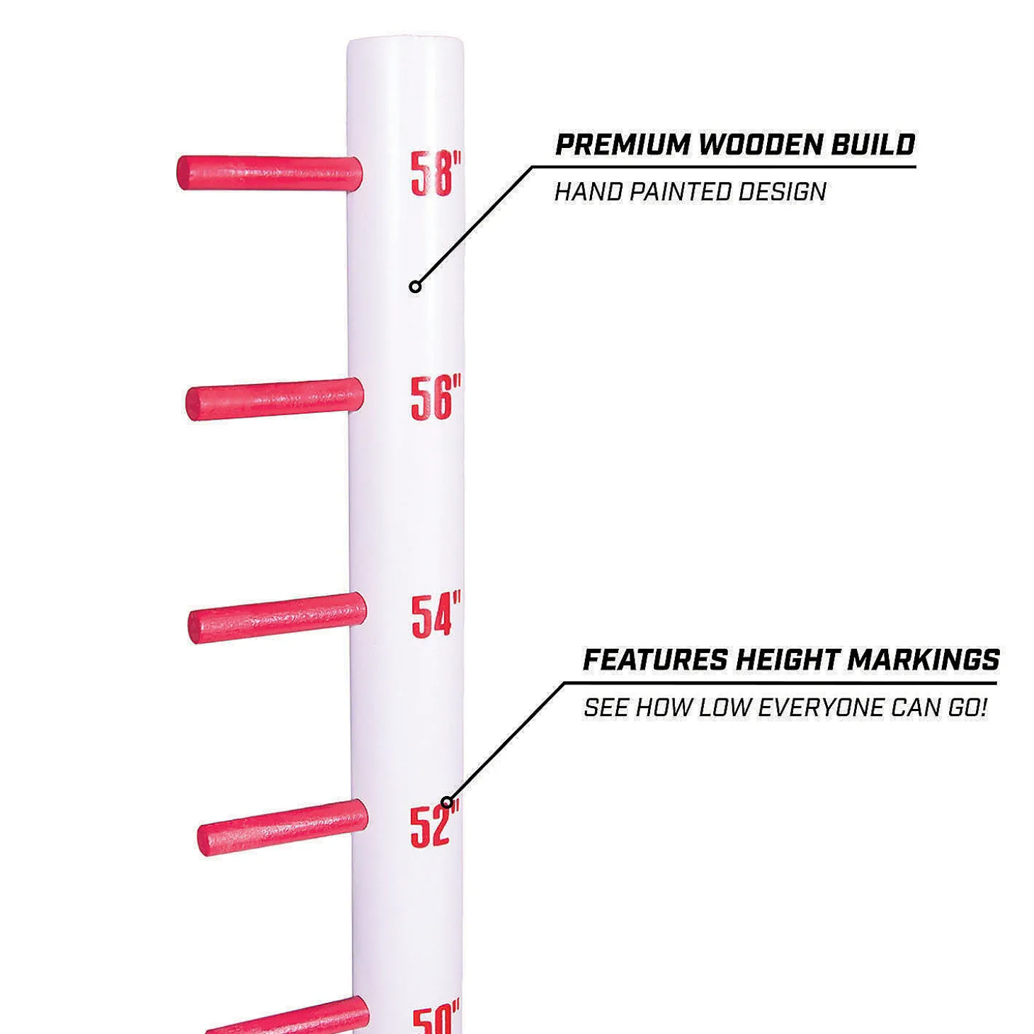 Gosports Get Low Limbo Premium Wooden Limbo Game, Sets Up In Seconds - Fun For Kids & Adults, White, Red