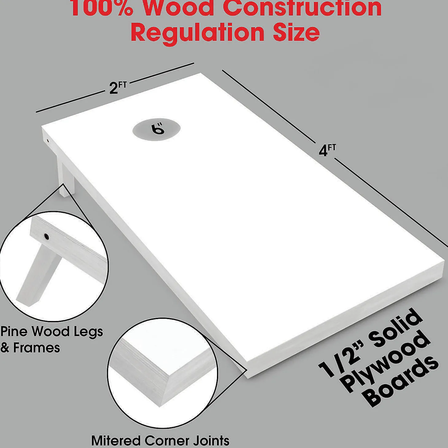 Gosports Regulation Size Wooden Cornhole Set With White Finish - Includes Carrying Case