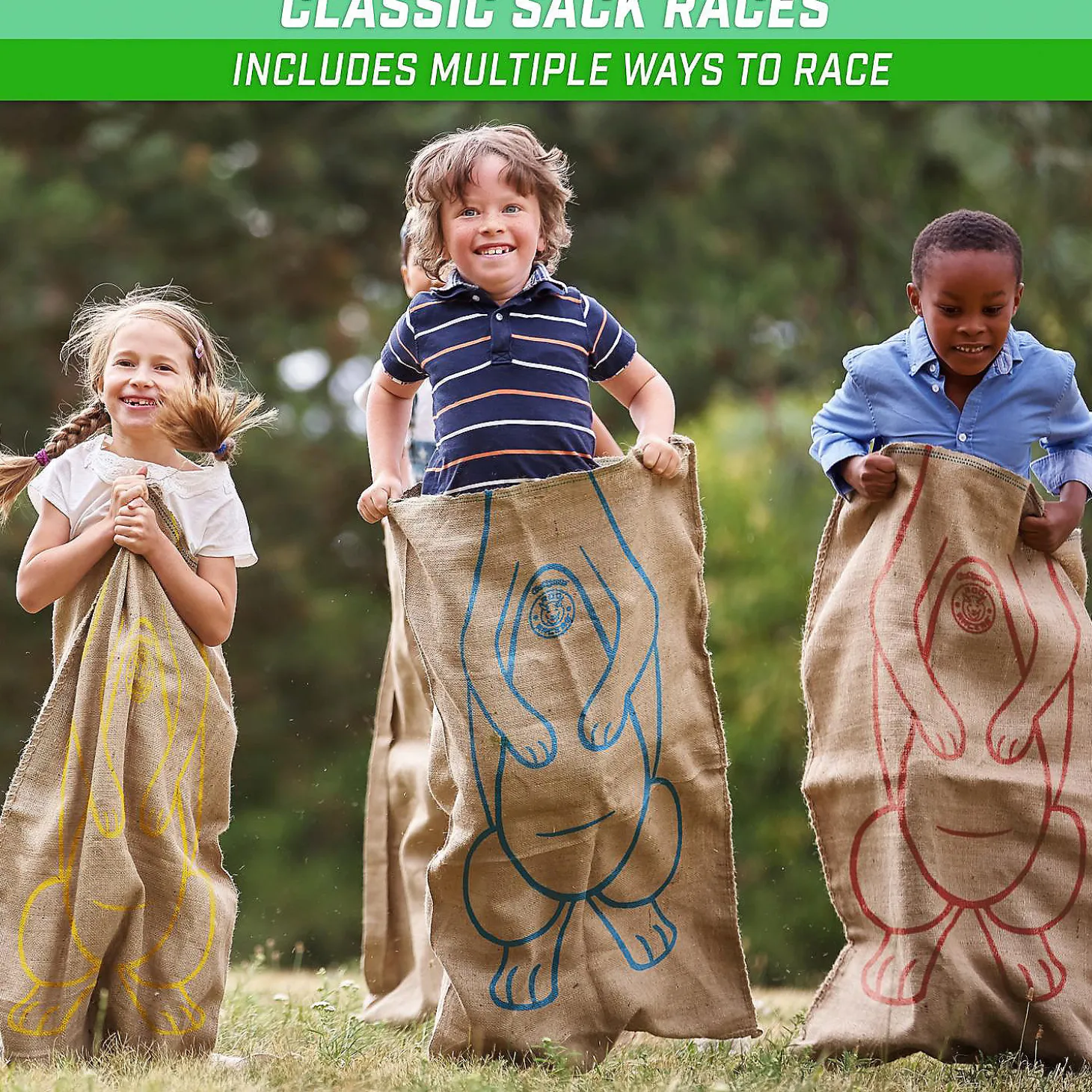 Gosports Roo Racers Sack Race Game 6 Pack - Xl Size Burlap Potato Sack Races For Kids & Adults