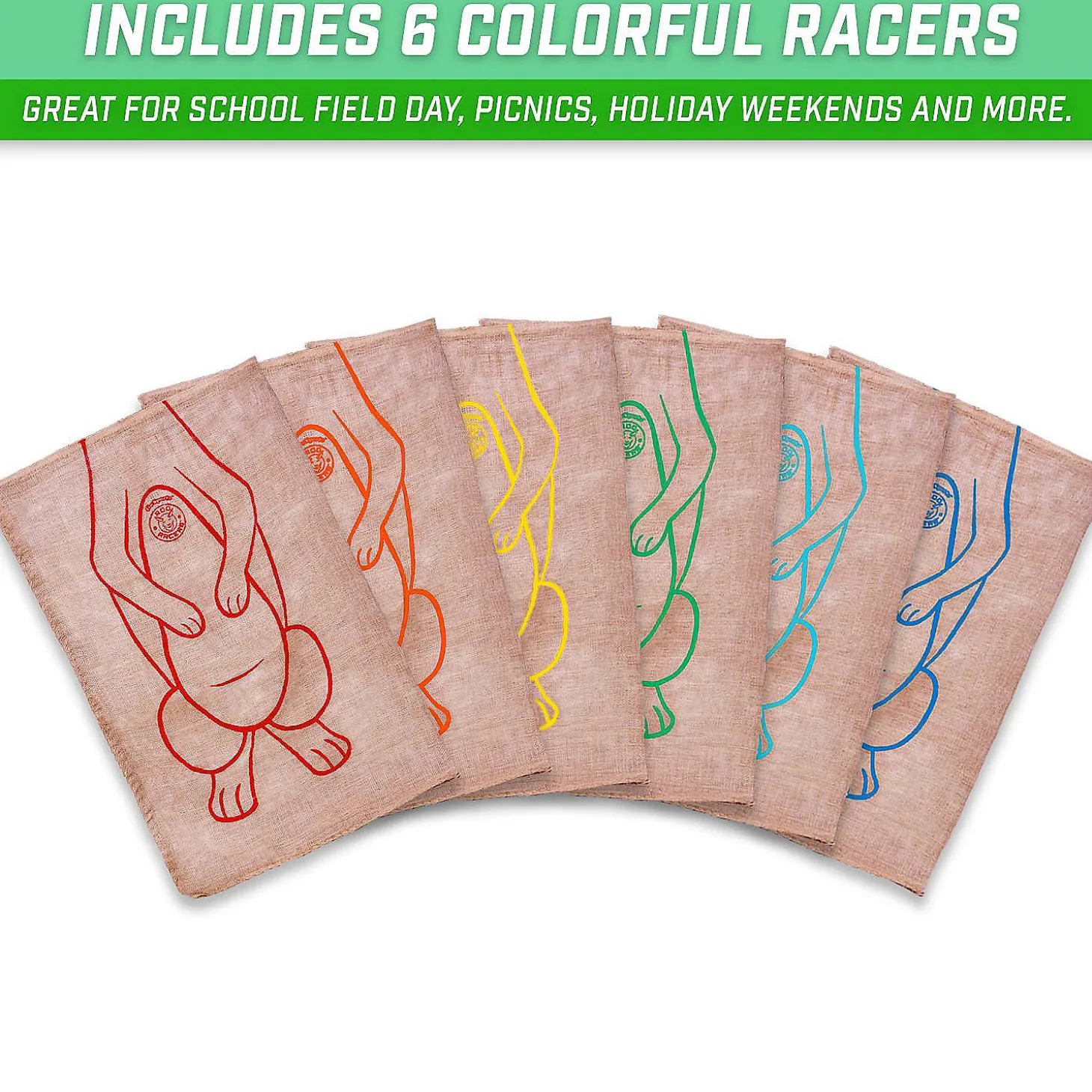 Gosports Roo Racers Sack Race Game 6 Pack - Xl Size Burlap Potato Sack Races For Kids & Adults