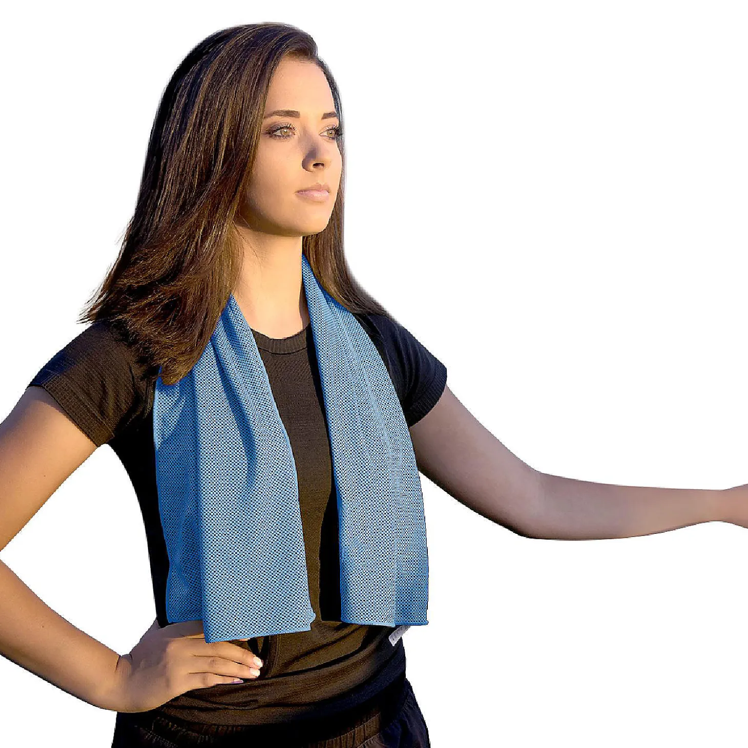 Grand Fusion Housewares 2Kool Sports Cooling Towel With 13.5 Oz. Bpa Free Tritan Water Bottle For Sports/ Light Blue