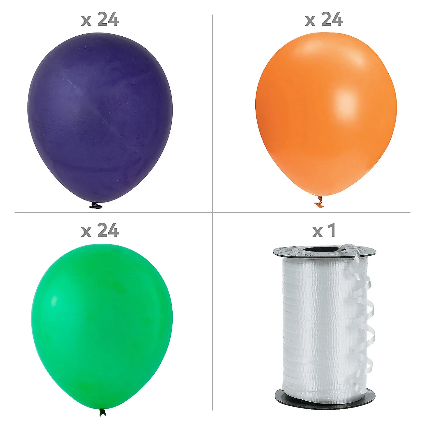 Green, Purple & Orange 11" Latex Balloon Bouquet Kit - 73 Pc.