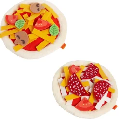Haba Biofino Mini Pizzas - Two Small Pies With Loads Of Fabric Toppings - Perfect For Pretend Role Play