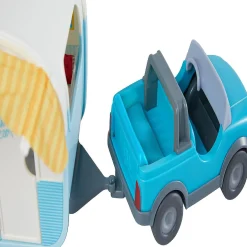 Haba Little Friends Vacation Camper Play Set With All Terrain Push & Go Vehicle, 2 Lawn Chairs And 4" Bendy Boy