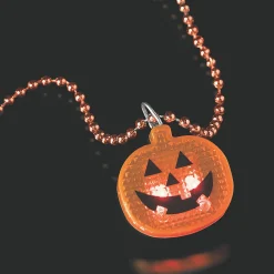 Halloween Bead Necklaces With Light-Up Pumpkin - 12 Pc.